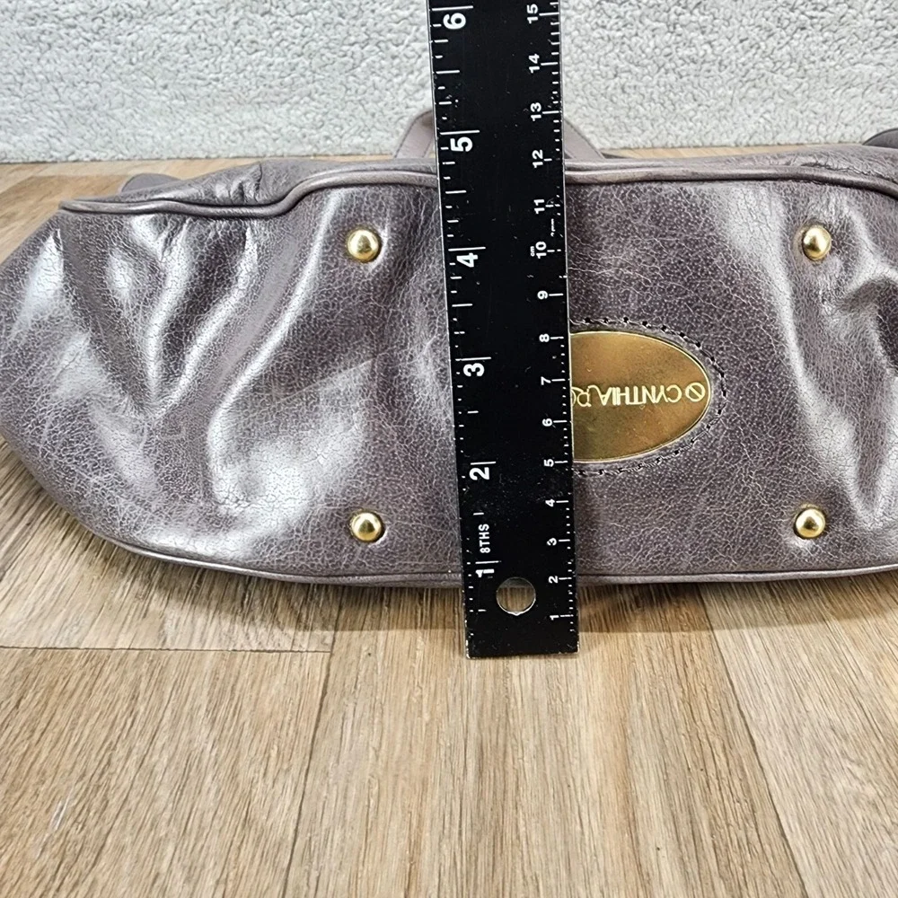 Cynthia‎ Rowley Women's Dark Gray Leather Satchel Handbag Shoulder Bag Purse
